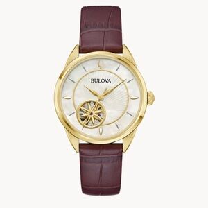 Bulova Sutton Leather Classic Women's Gold and Brown Watch